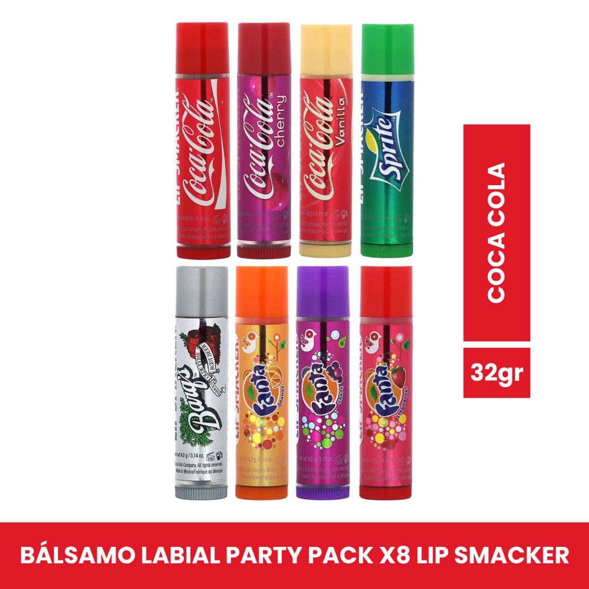 LIP SMACKER - Bálsamo Labial Lip Smacker - Coca Cola - Party Pack x8 32gr