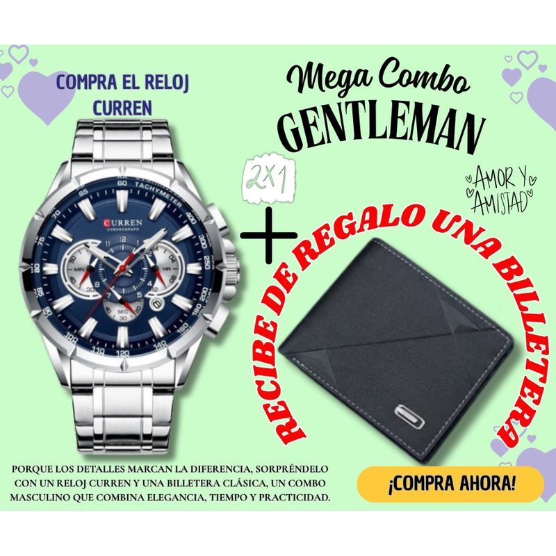 CURREN - RELOJ CURREN DE LUJO EN ACERO INOXIDABLE MAS REGALO PARA HOMBRES