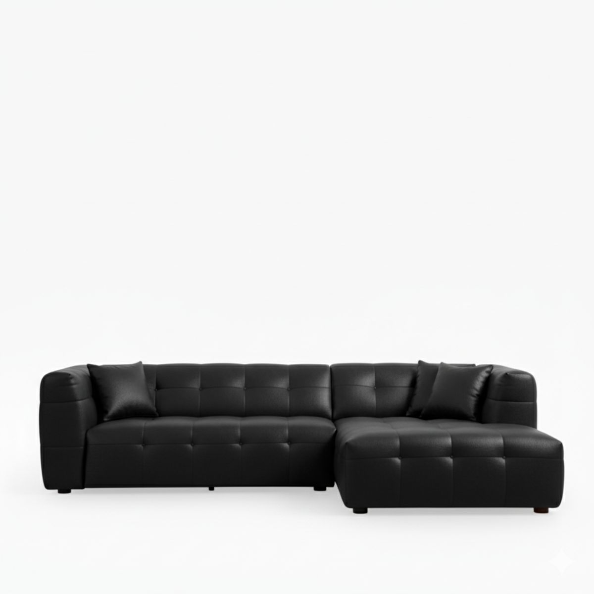 GENERICO - Sofá o sala en L cuero sintético color negro Deluxe
