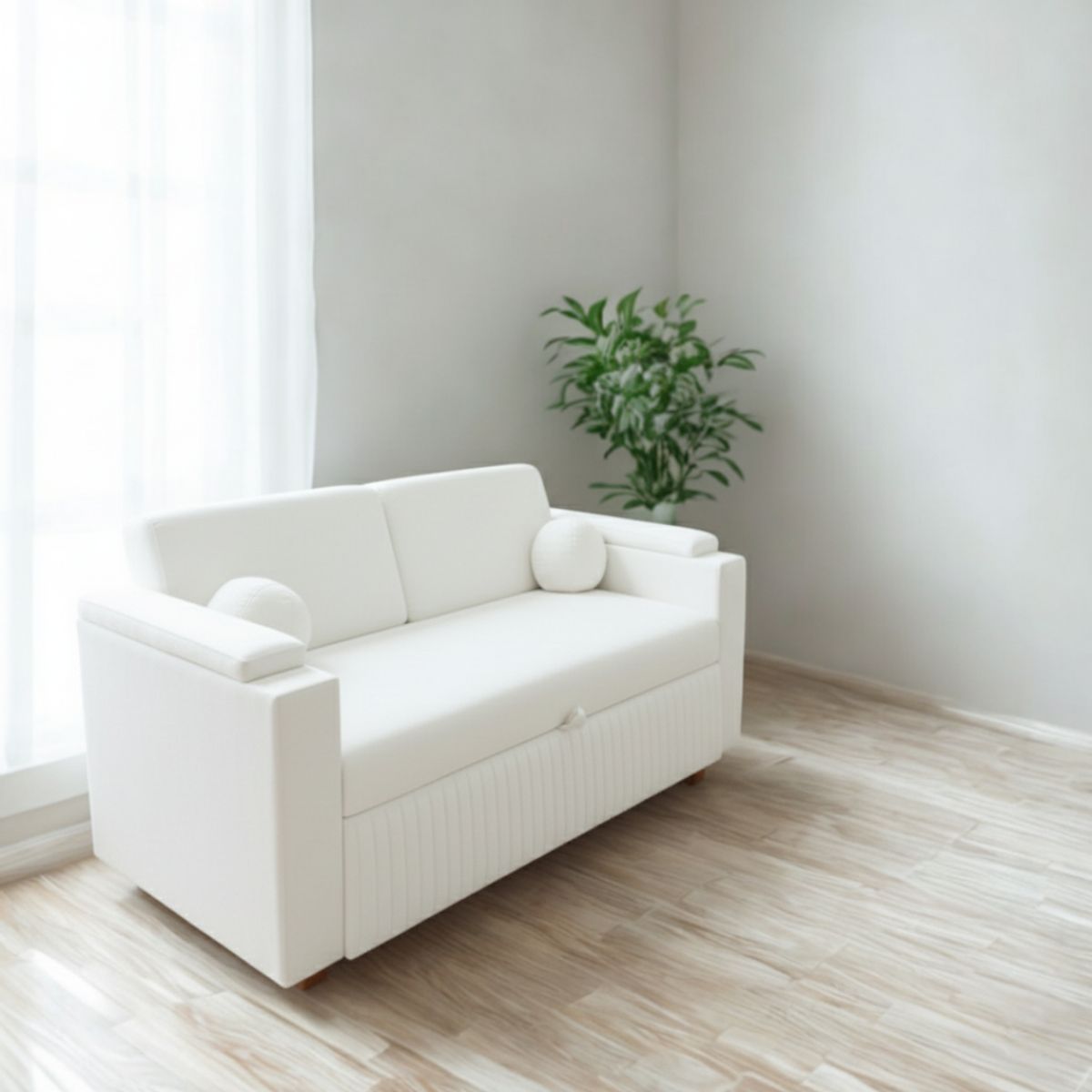 GENERICO - Sofá Cama Reclinable Blanco Holanda – Cama Extensible 3 Puestos