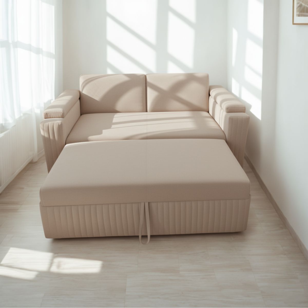 GENERICO - Sofá Cama Reclinable Beige Holanda – Cama Extensible 3 Puestos