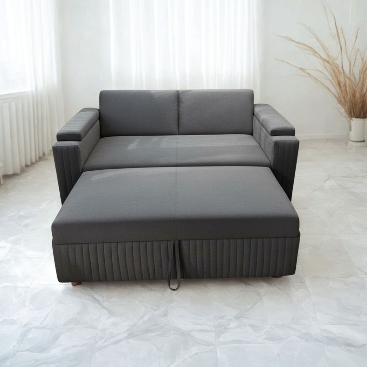 GENERICO - Sofá Cama Reclinable Gris Holanda – Cama Extensible 3 Puestos