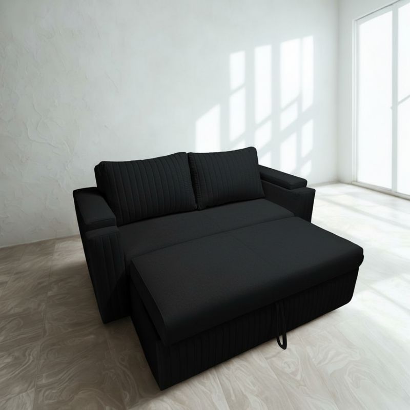 GENERICO - Sofá Cama Reclinable Negro Holanda – Cama Extensible 3 Puestos
