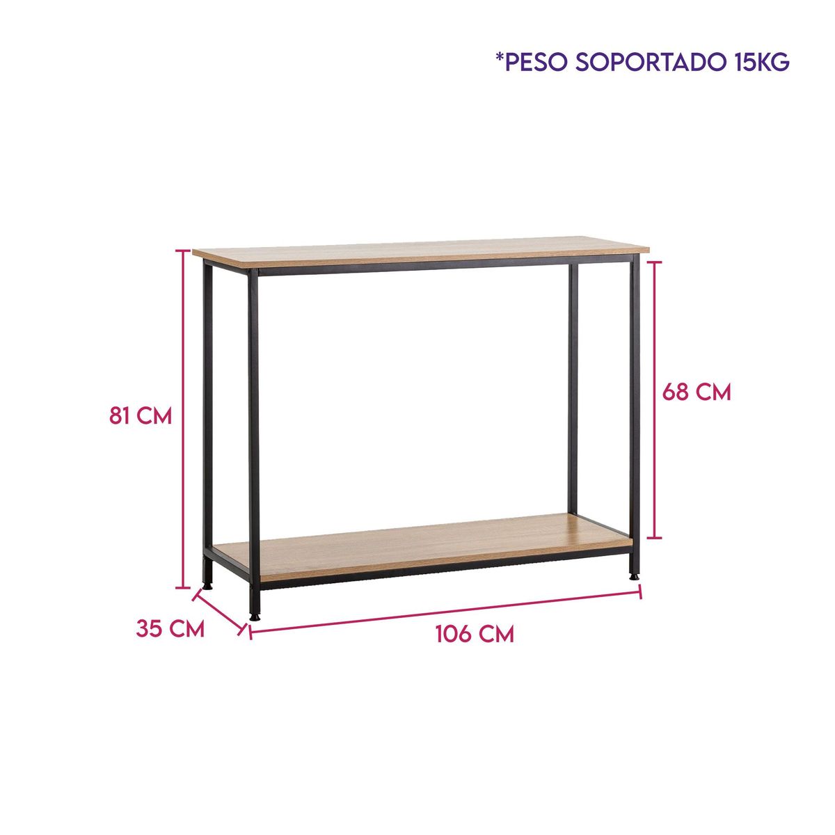 DIMATEX LEON - Mesa Auxiliar Pasillo Dos Niveles Decorativa Refalicia