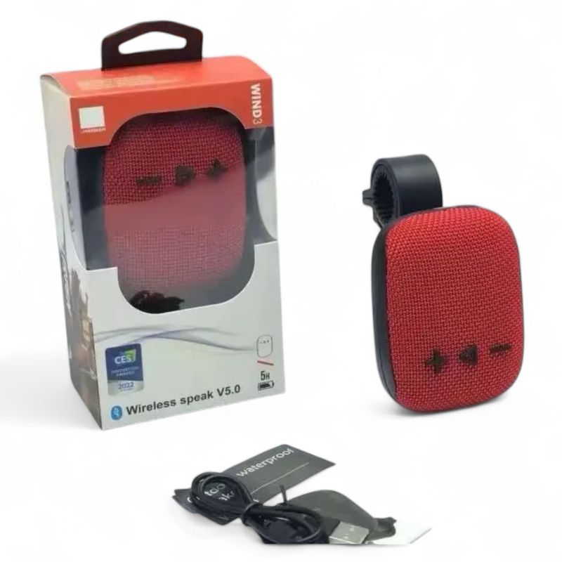 GENERICO - Parlante Bluetooth para Bicicleta Wind 3 Facil De Llevar Rojo