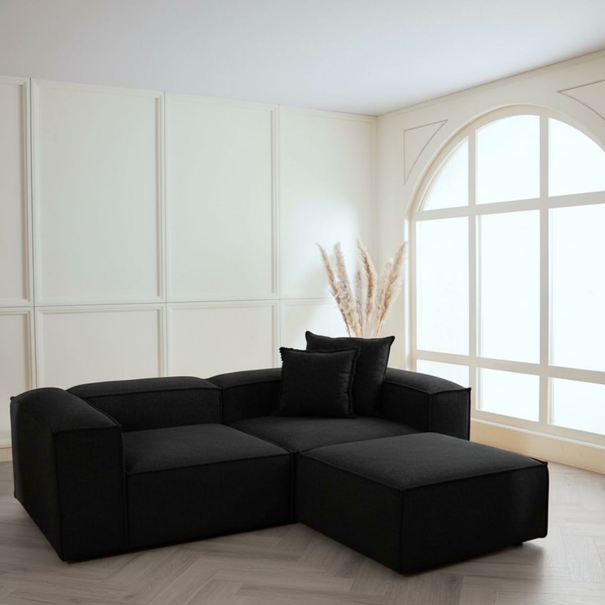 GENERICO - Sala Modular Madrid 4 Puestos Esquinero Moderno en L Diseño Versátil