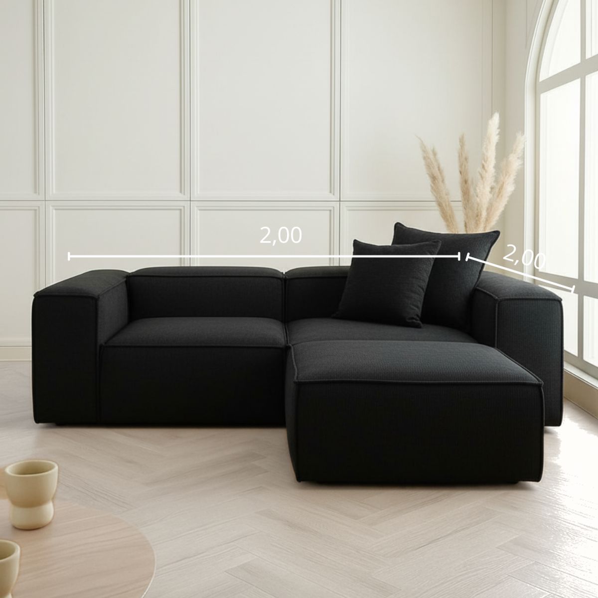 GENERICO - Sala Modular Madrid 4 Puestos Esquinero Moderno en L Diseño Versátil