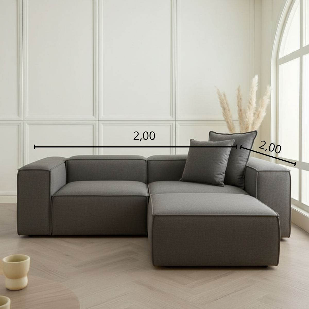 GENERICO - Sala Modular Madrid 4 Puestos Esquinero Moderno en L Diseño Versátil