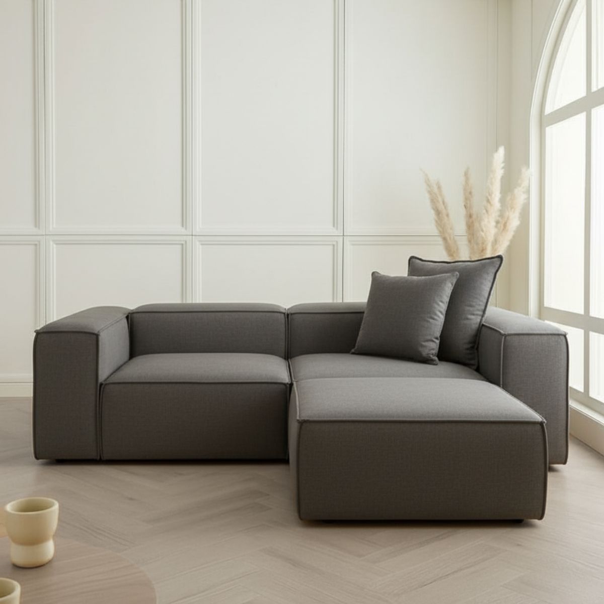 GENERICO - Sala Modular Madrid 4 Puestos Esquinero Moderno en L Diseño Versátil