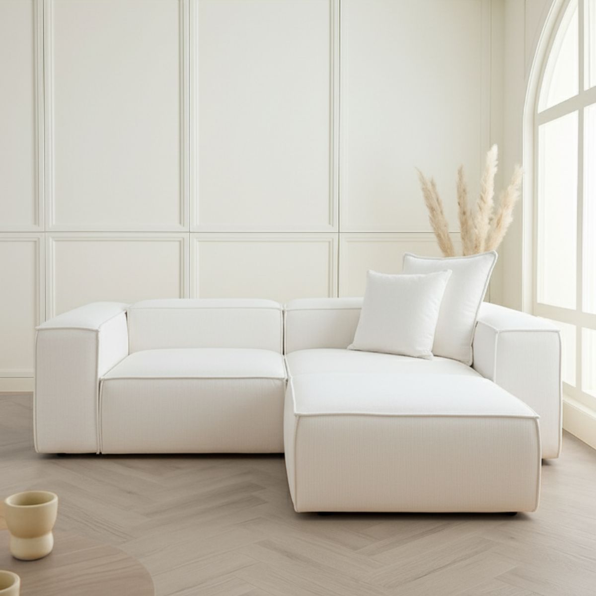 GENERICO - Sala Modular Madrid 4 Puestos Esquinero Moderno en L Diseño Versátil