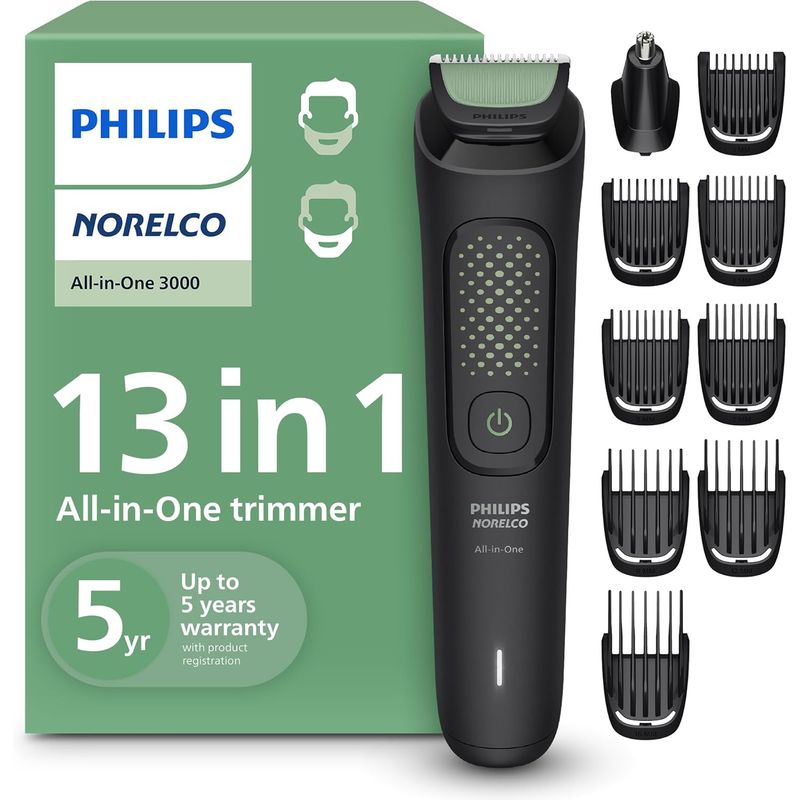 PHILIPS - Maquina Cortadora Inalámbrica Philips Cabello Barba Nariz Oreja 13 pzs