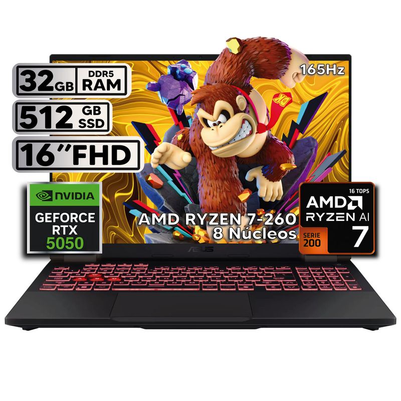 ASUS - ASUS TUF A16 RYZEN 7 260 - RTX 5050 8GB GDDR7 - 32GB RAM  -  512GB SSD - 16" FHD