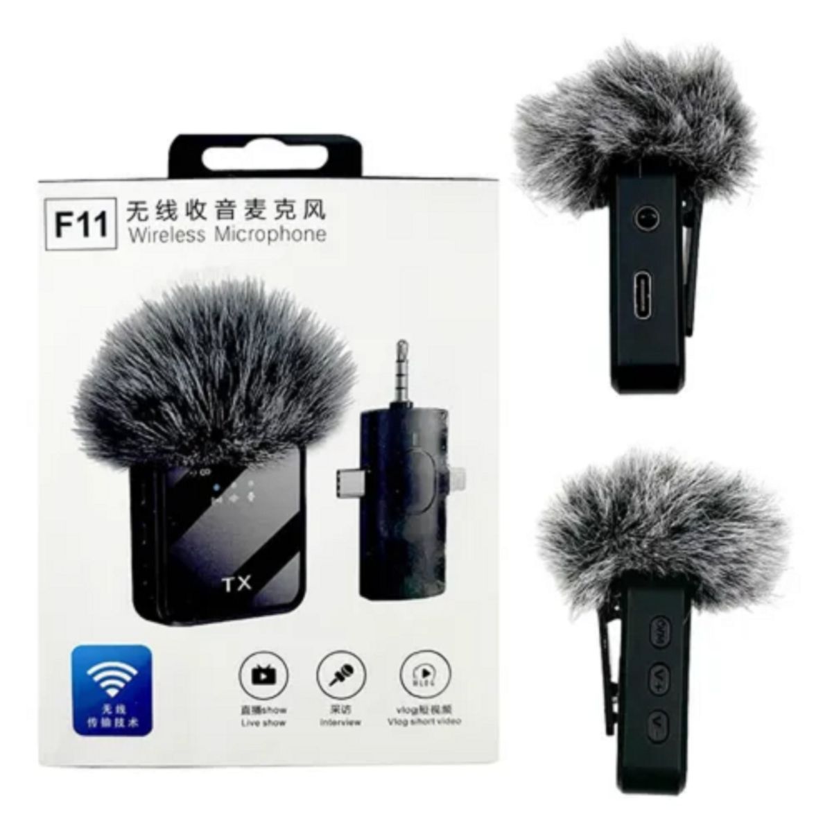 GENERICO - Micrófono Inalámbrico De Solapa Tx F11 Semi Profesional X2