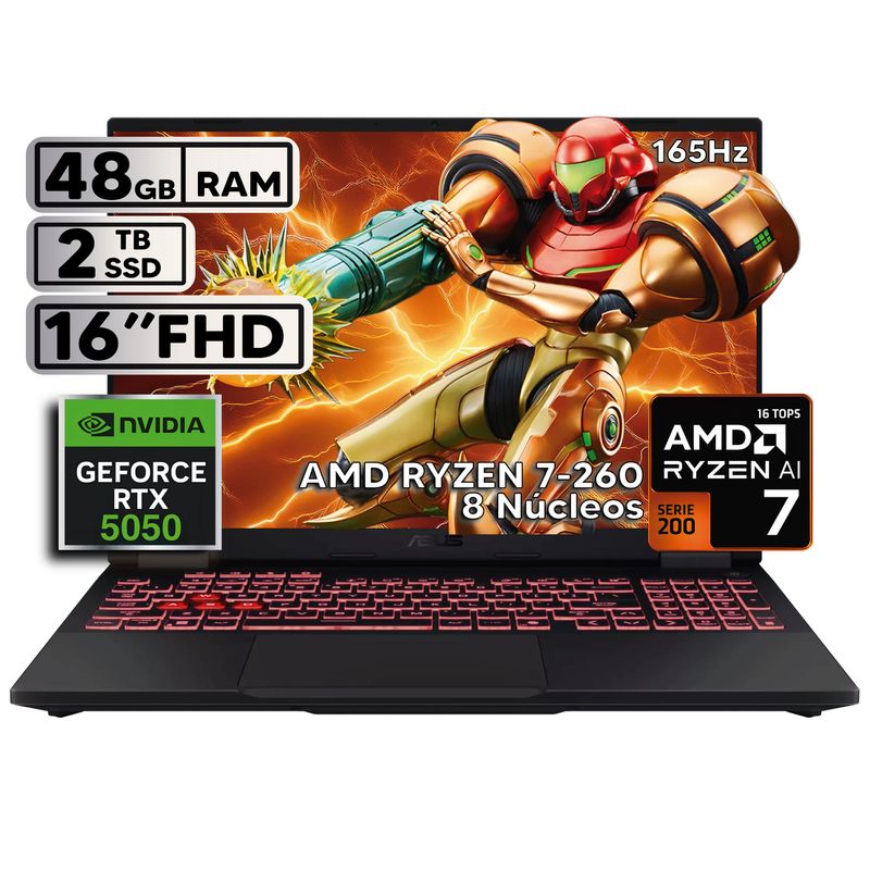 ASUS - ASUS TUF A16 RYZEN 7 260 - RTX 5050 8GB GDDR7 - 48GB RAM  -  2TB SSD - 16" FHD