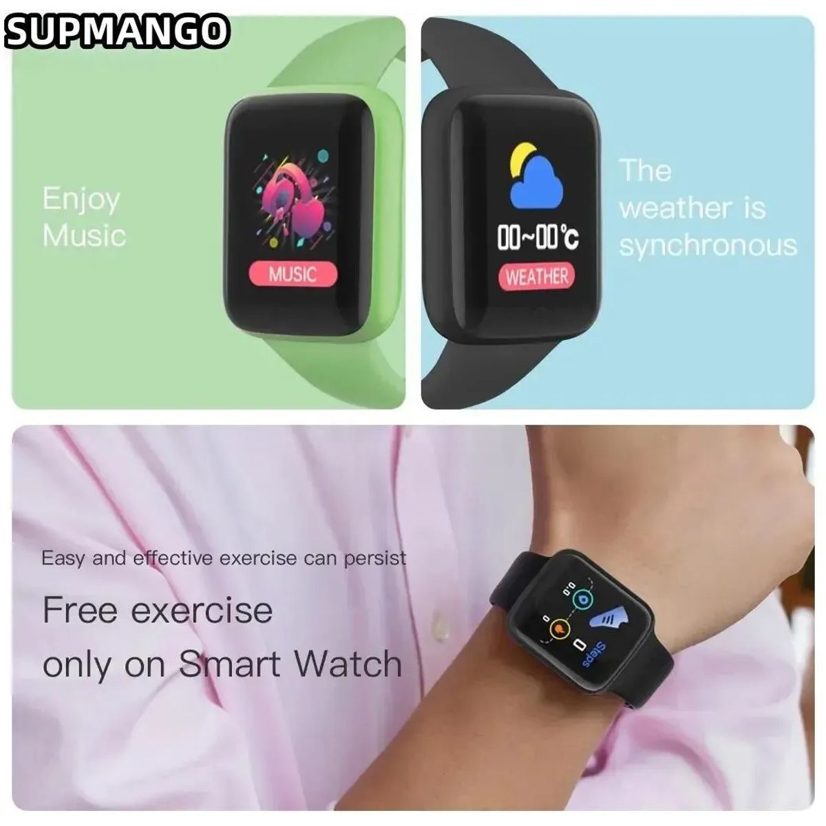 GENERICO - Smartwatch Recargable Multifuncion Conexion Bluetooth - Negro