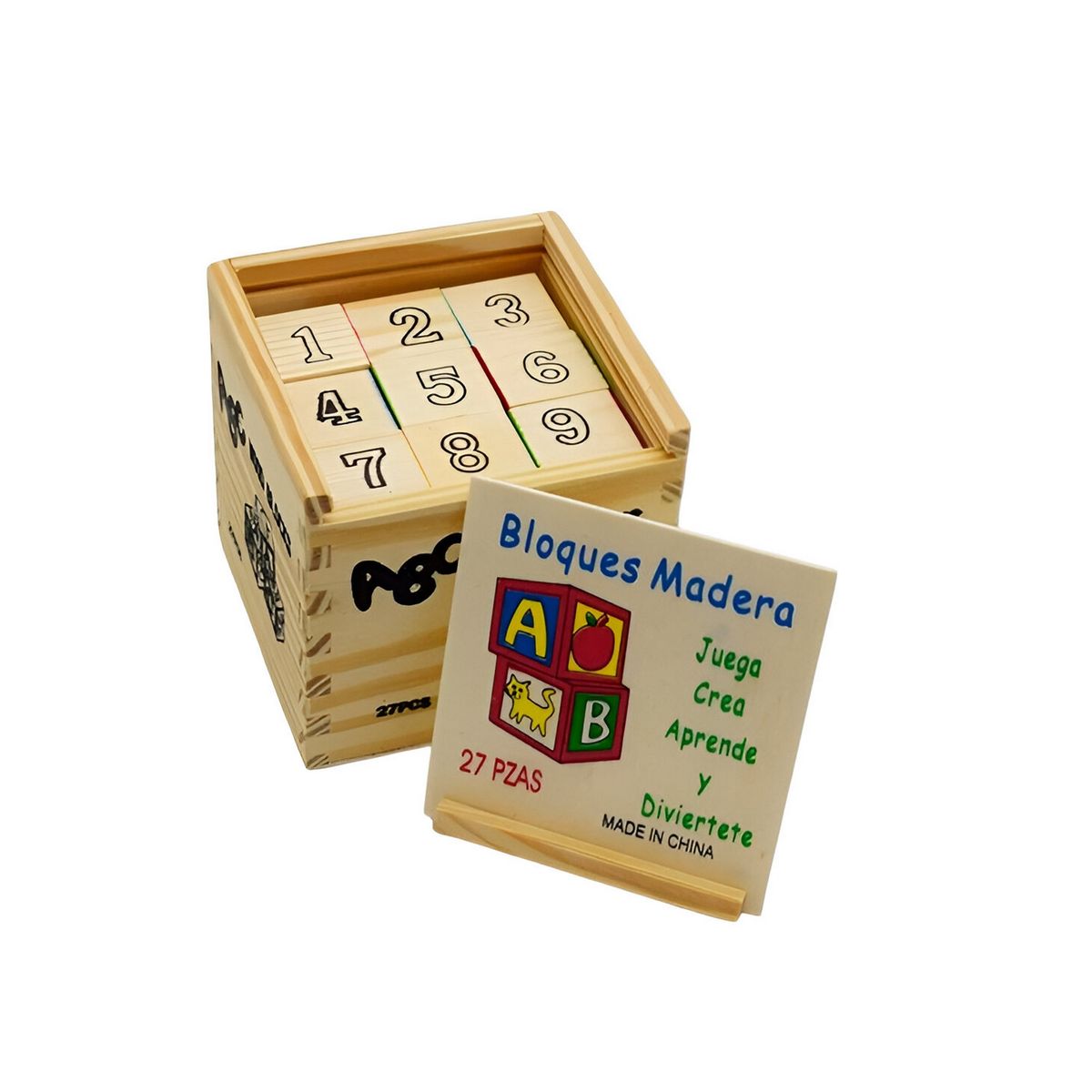 GENERICO - Juego De Madera Cubo De Aprendizaje Figuras Numeros Letras