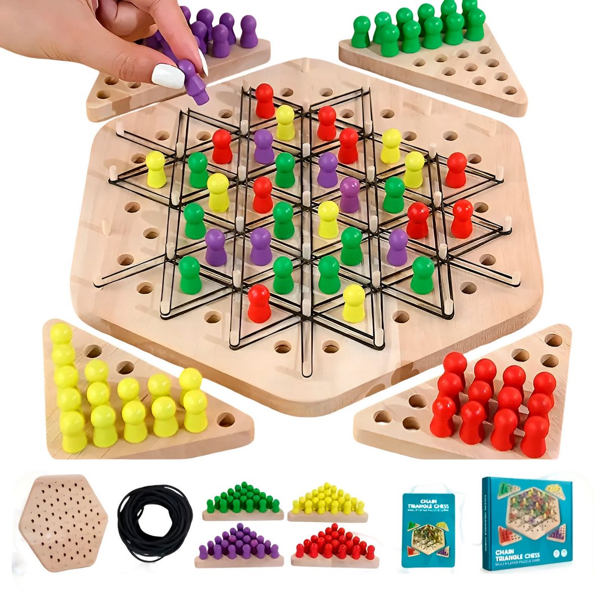 GENERICO - Juego De Mesa Ajedrez En Triangulo En Madera Interactivo