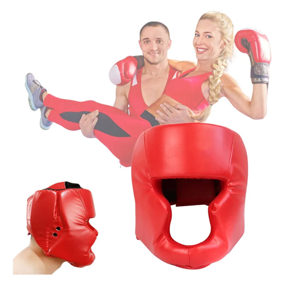 GENERICO - casco artes maciales boxeo mma cabezal protector kickboxing rojo