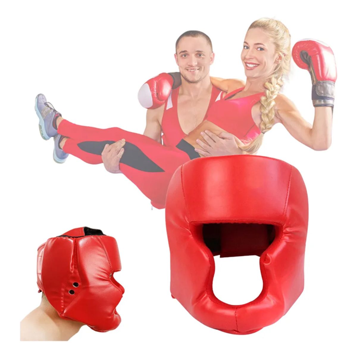 GENERICO - casco artes maciales boxeo mma cabezal protector kickboxing rojo