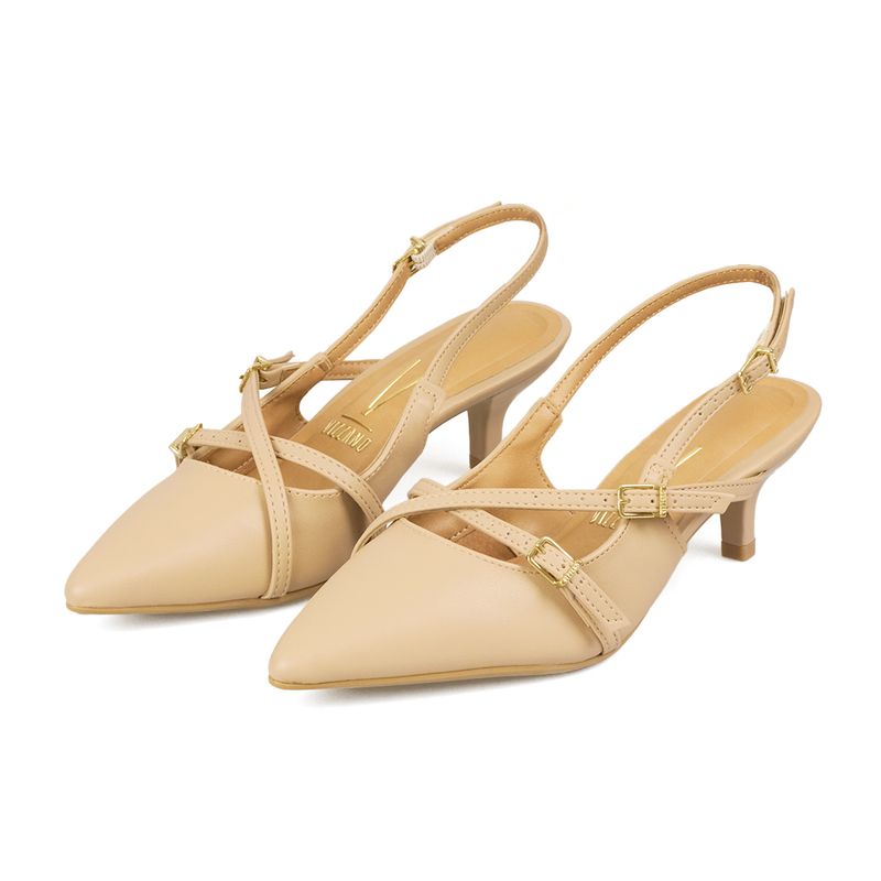VIZZANO - TACON BAJO MULE BEIGE DORADO VIZZANO