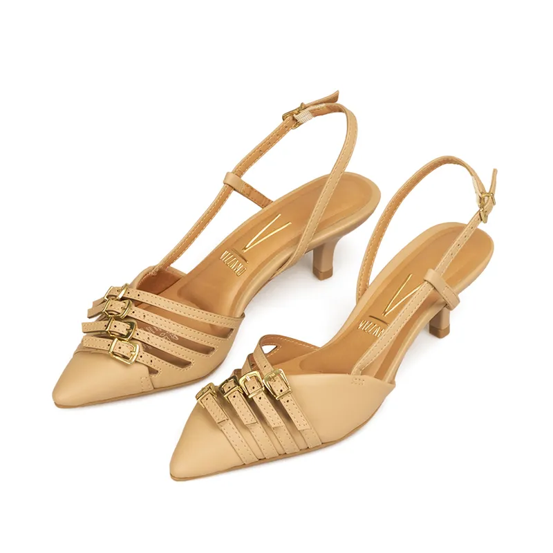 VIZZANO - TACON BAJO BEIGE DORADO VIZZANO