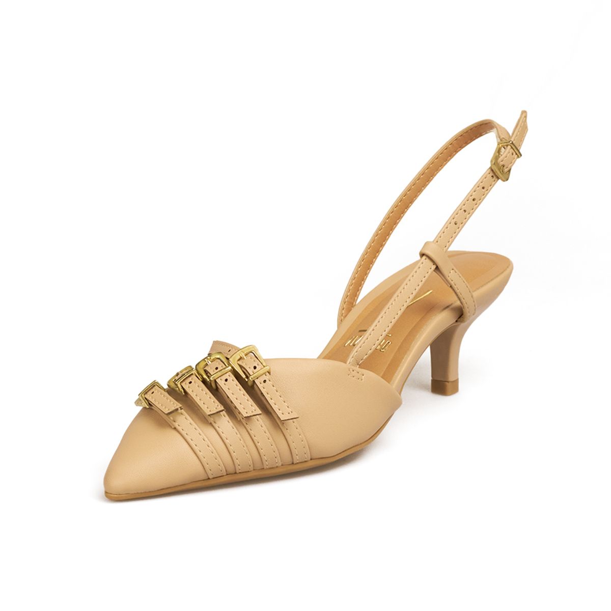 VIZZANO - TACON BAJO BEIGE DORADO VIZZANO