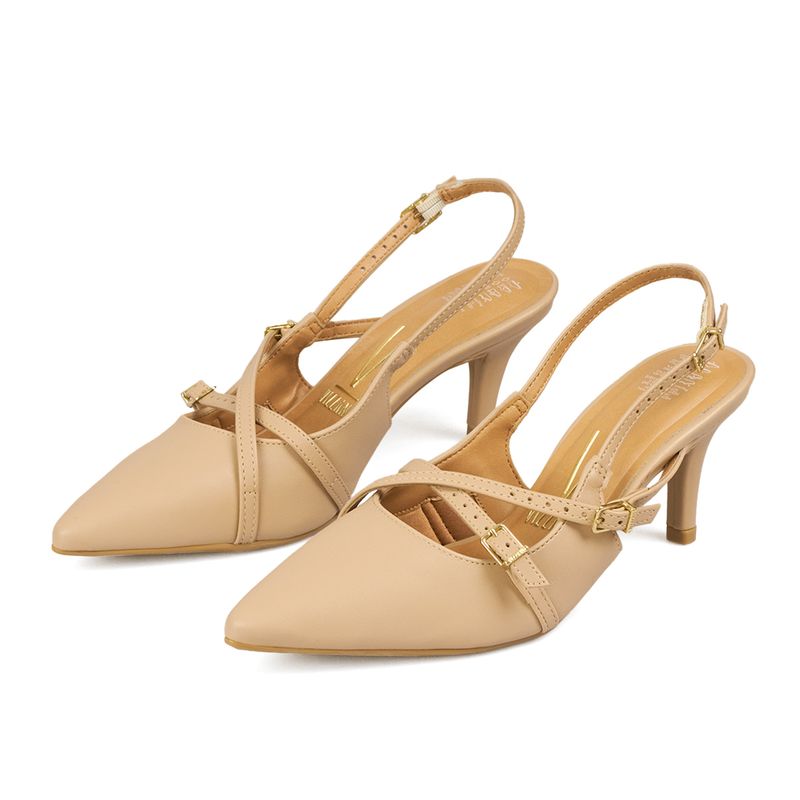 VIZZANO - TACON MEDIO BEIGE DORADO CRUZ VIZZANO