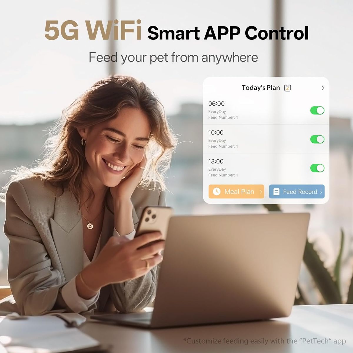 GENERICO - comedor alimentador de mascotas wifi con app