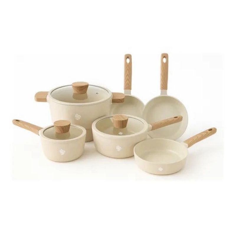 SCHAFFHAUSEN - Set Ollas Mármol Granito Antiadherente Schaffhausen 9 piezas Biege