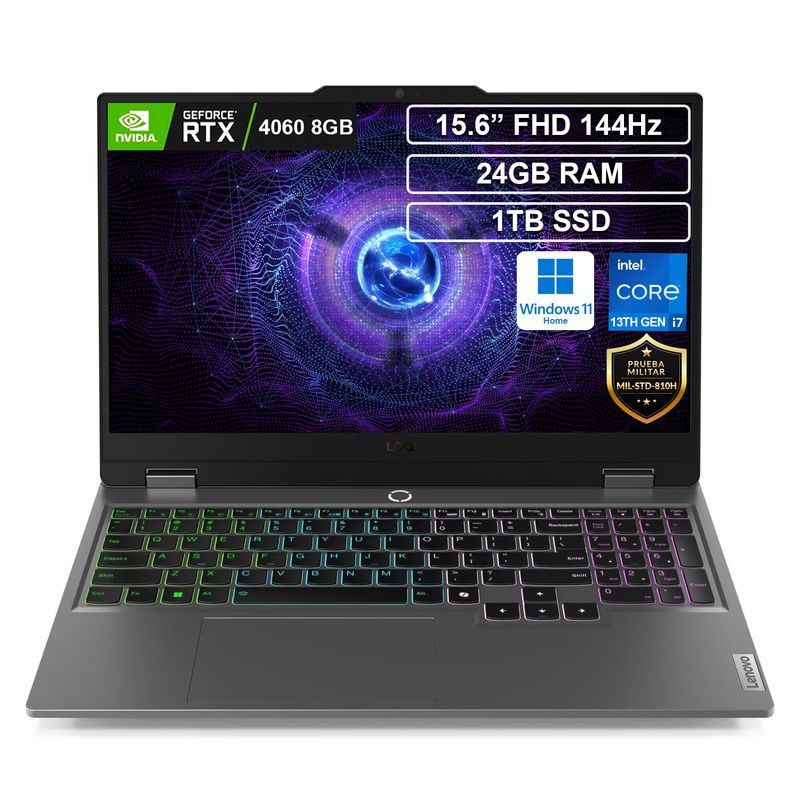 LENOVO - Portátil Lenovo LOQ Core i7 13650HX 24GB 1TB RTX 4060 Win 11
