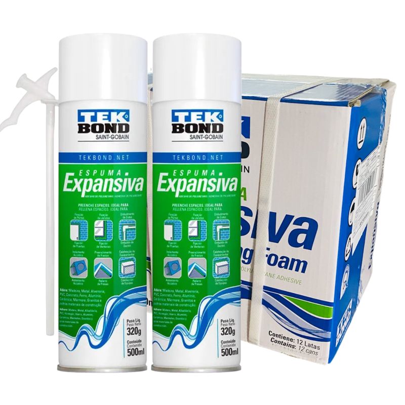 GENERICO - Caja x12 Espuma Expansiva de Poliuretano Tekbond 500ml