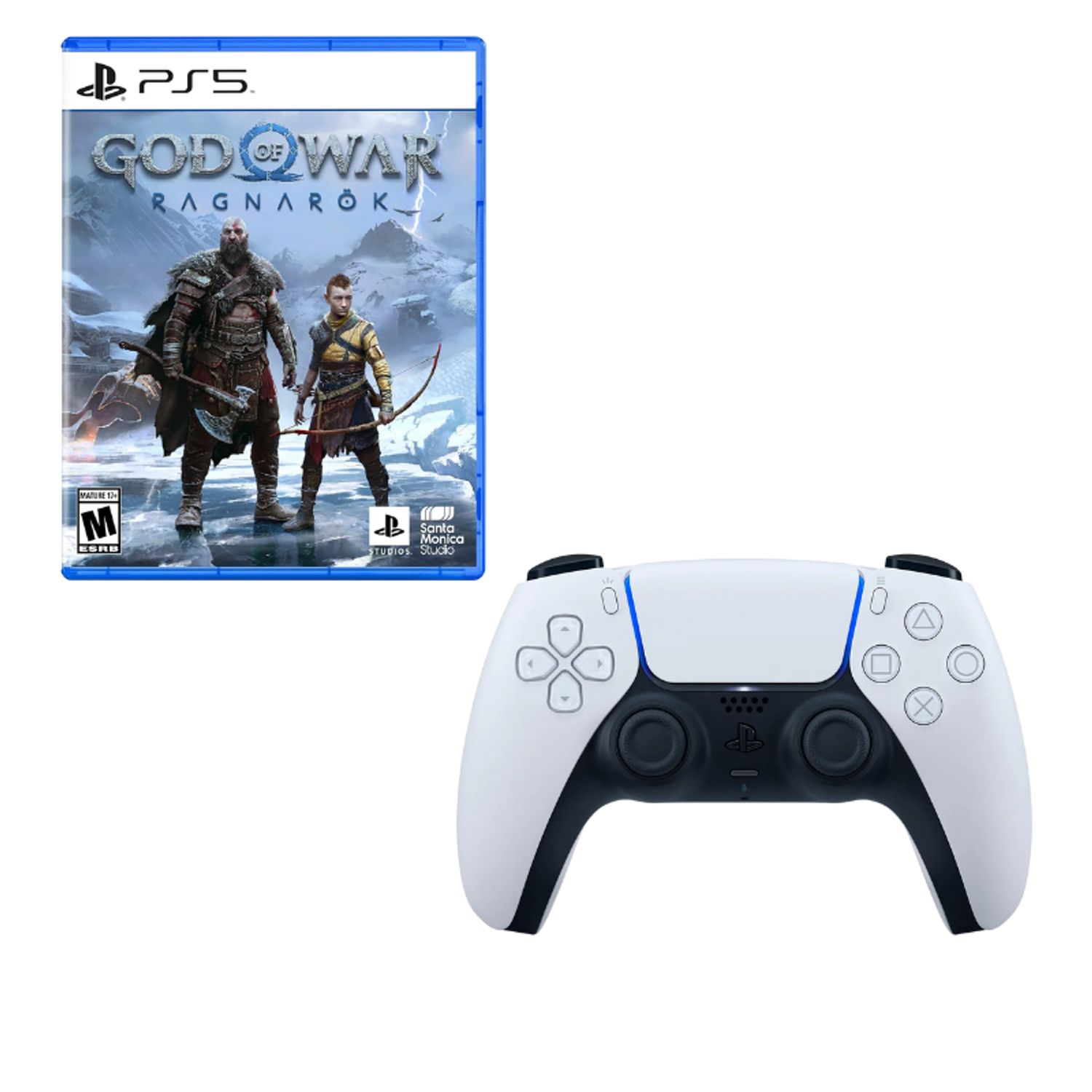 Control Playstation Blanco Con Juego God of War Ragnarok Ps5