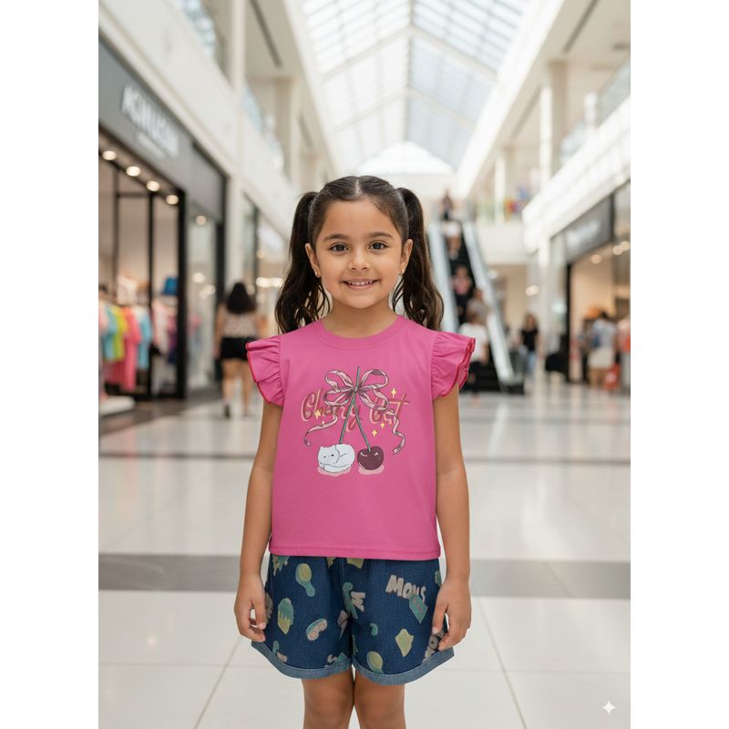GENERICO - Conjunto Blusa y Short para Niña Ropa Infantil Cómoda Fresca 2 Pcs