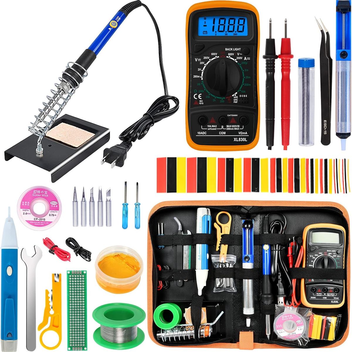 GENERICO - Kit de soldador, temperatura ajustable de 60 W...18 EN 1