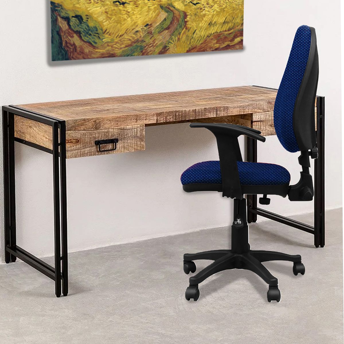 ADEQUAR - Silla Escritorio Espalda Alta en Azul Rey con Brazos ref SLA-2191_.