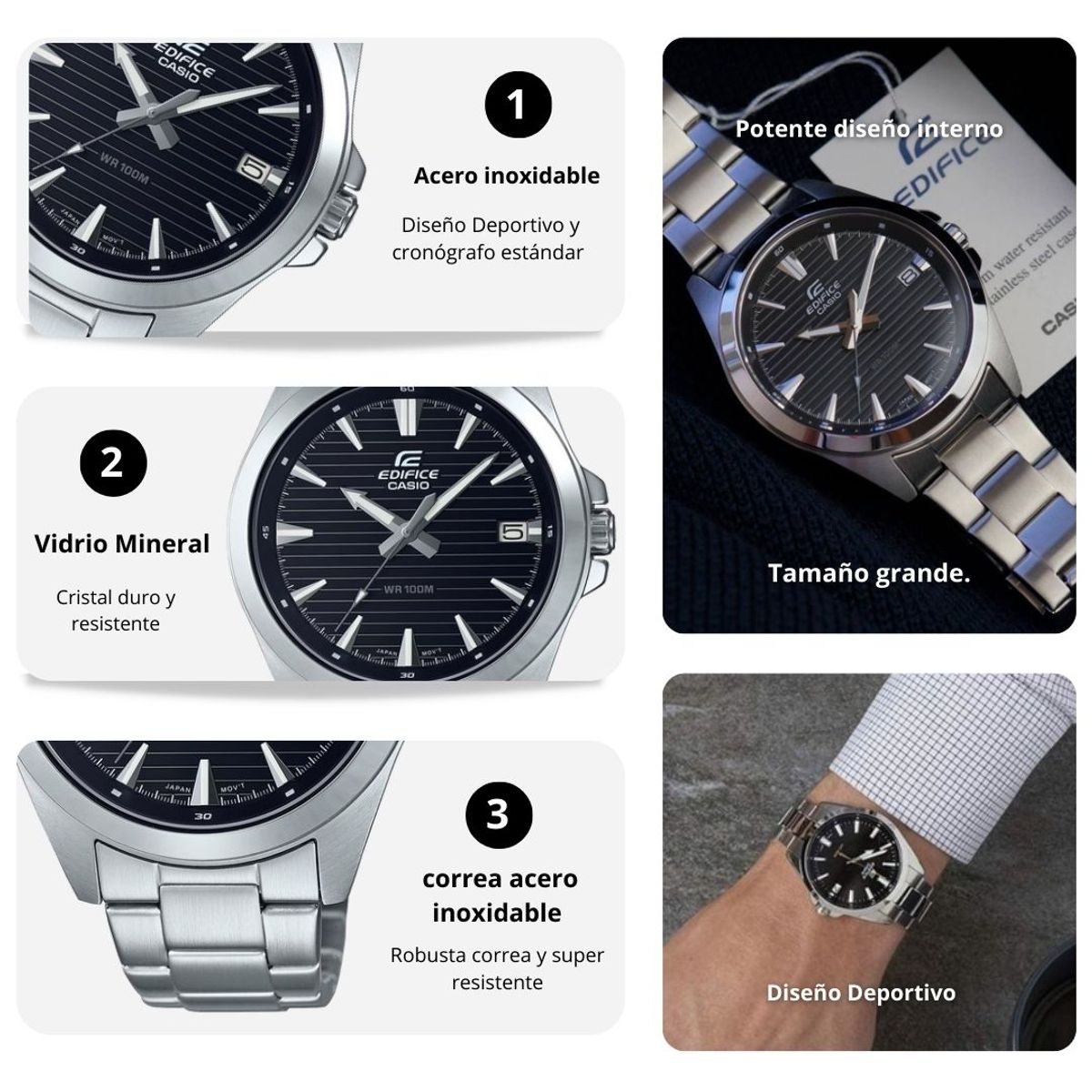 CASIO - Reloj Casio EDIFICE EFV-140D-1A Diseño Deportivo