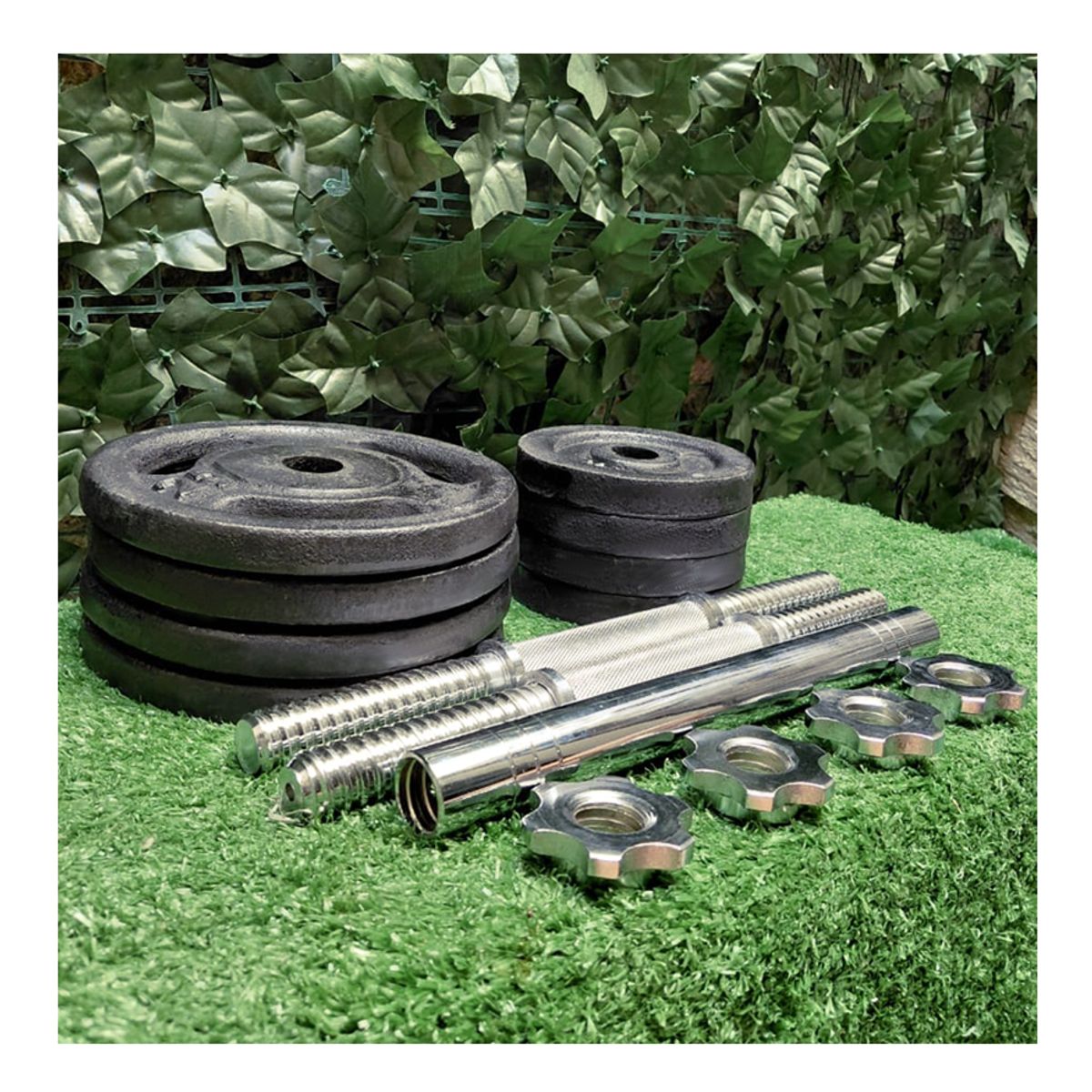 GENERICO - Kit Pesas Mancuernas 20 Kg mas ab roller Gym Acero Hierro