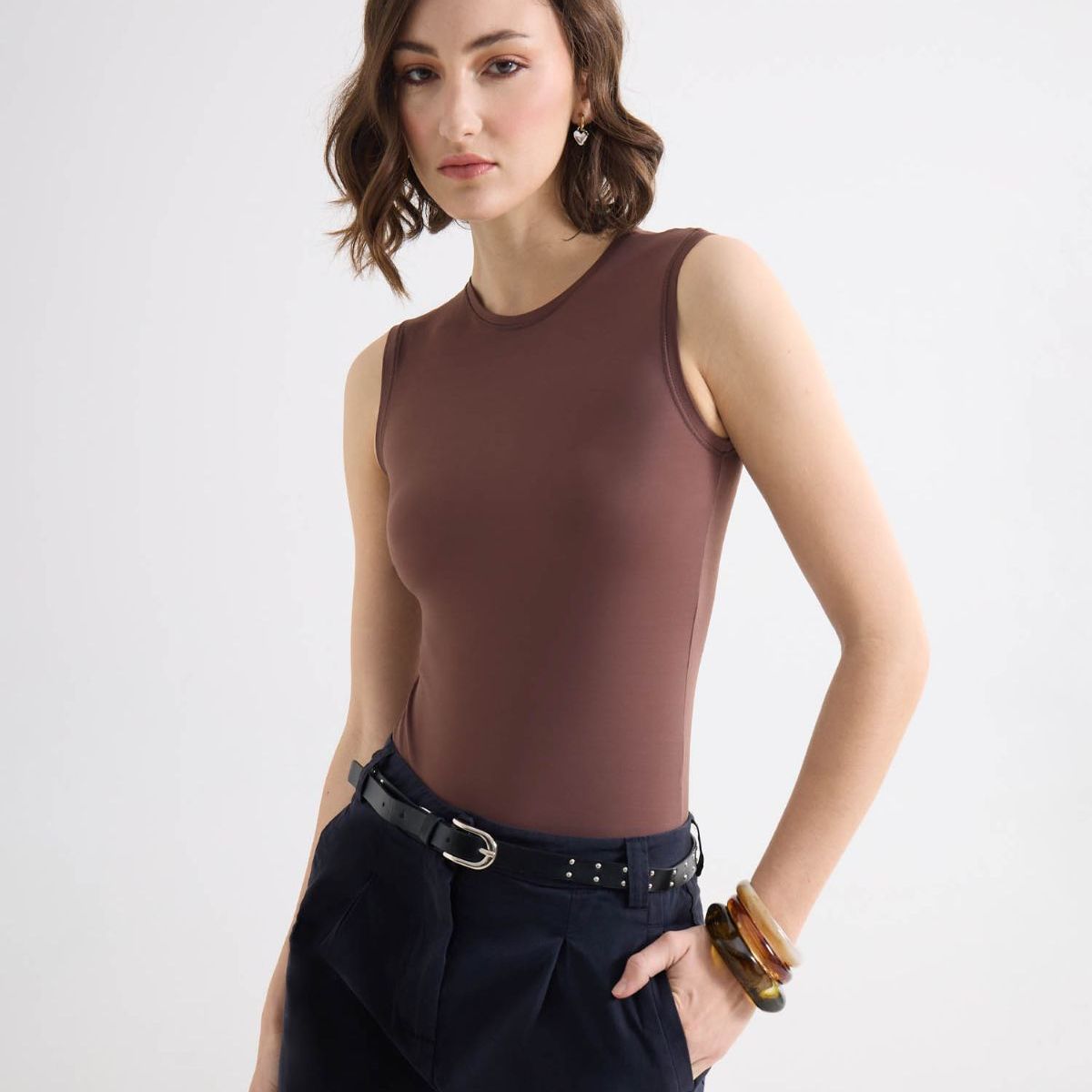 SEVEN SEVEN - Camiseta Para Mujer Manga Sisa Moda Color Café Marca Seven Seven #28096578