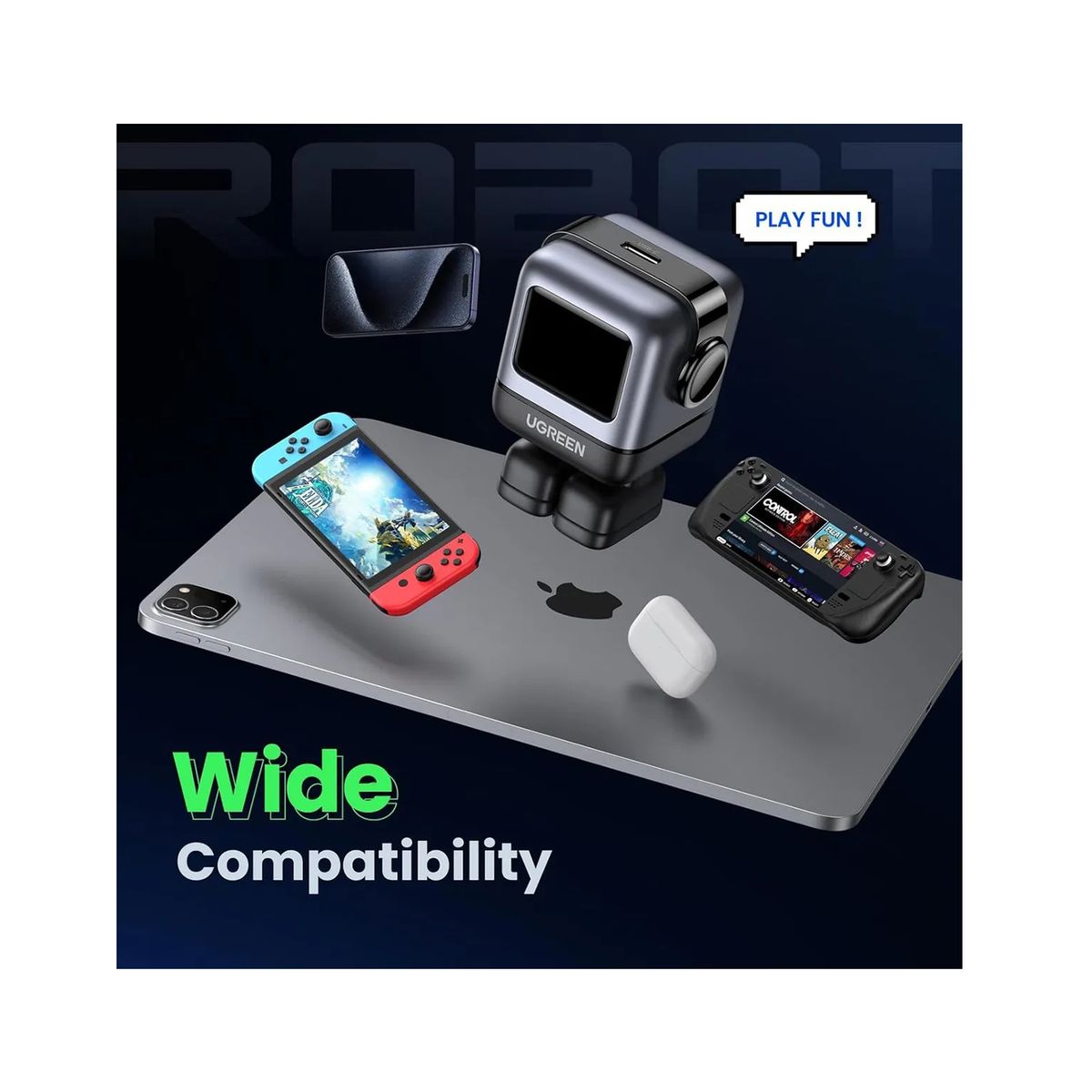 UGREEN - Cargador Carga Rapida Robot Nexode 30w Puerto Usb C Para Celular