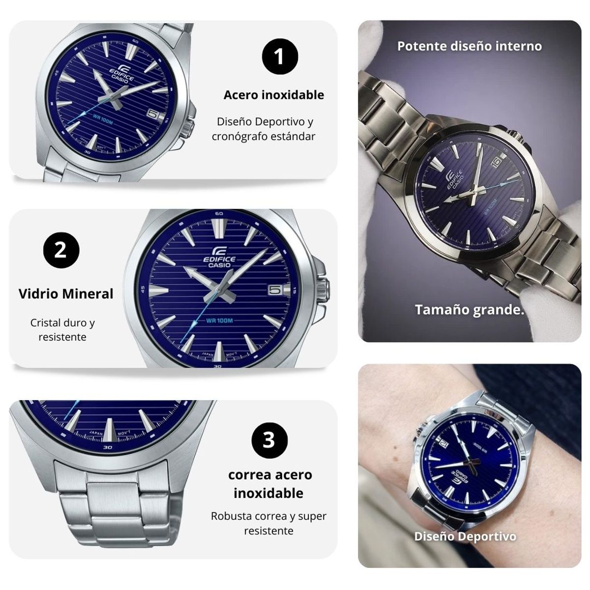 CASIO - Reloj Casio EDIFICE EFV-140D-2A Diseño Deportivo