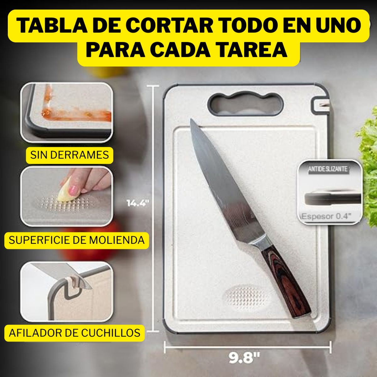 GENERICO - Tabla De Cortar Picar Alimentos Doble Acero Inoxidable Libre De Bpa