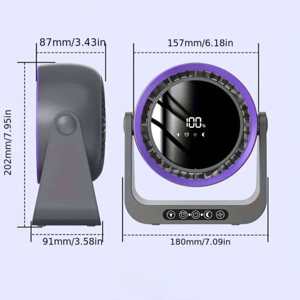 GENERICO - Ventilador De Escritorio Con Luz Ambiente F6 FAN Blanco