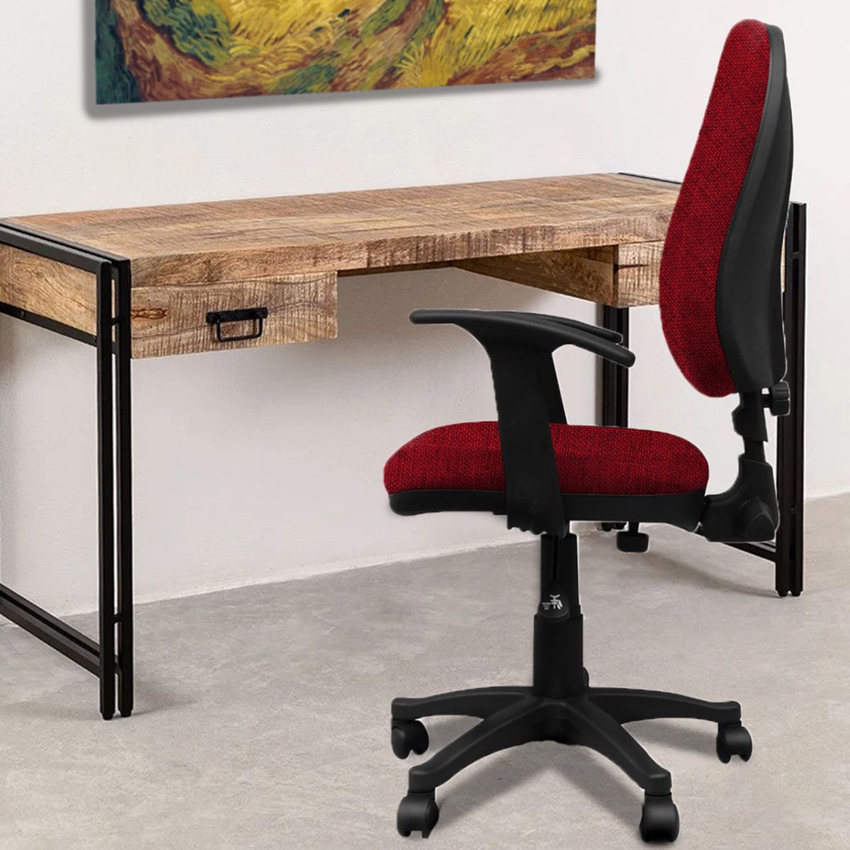ADEQUAR - Silla Escritorio Espalda Alta en Rojo Tomate con Brazos ref SLA-2195_.