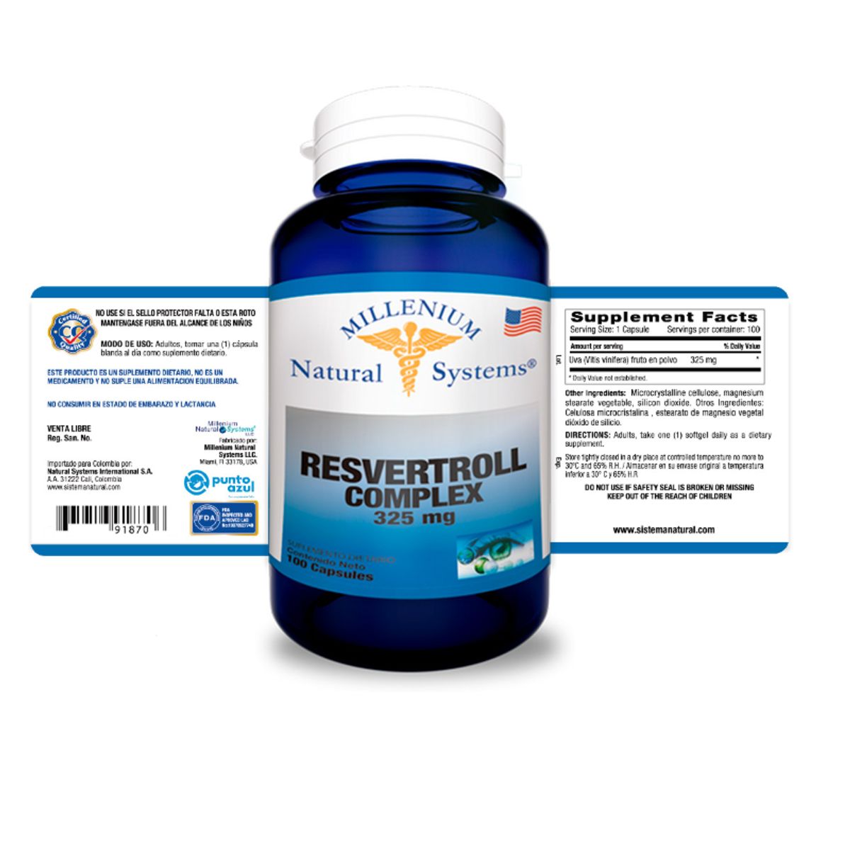 NATURAL SYSTEM - SUPLEMENTO RESVERATROL COMPLEX X 100 UNIDADES
