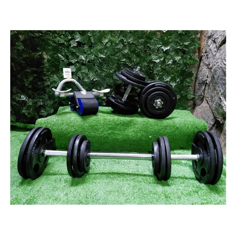 GENERICO - Kit Pesas Mancuernas 40 Kg mas ab roller Gym Acero Hierro