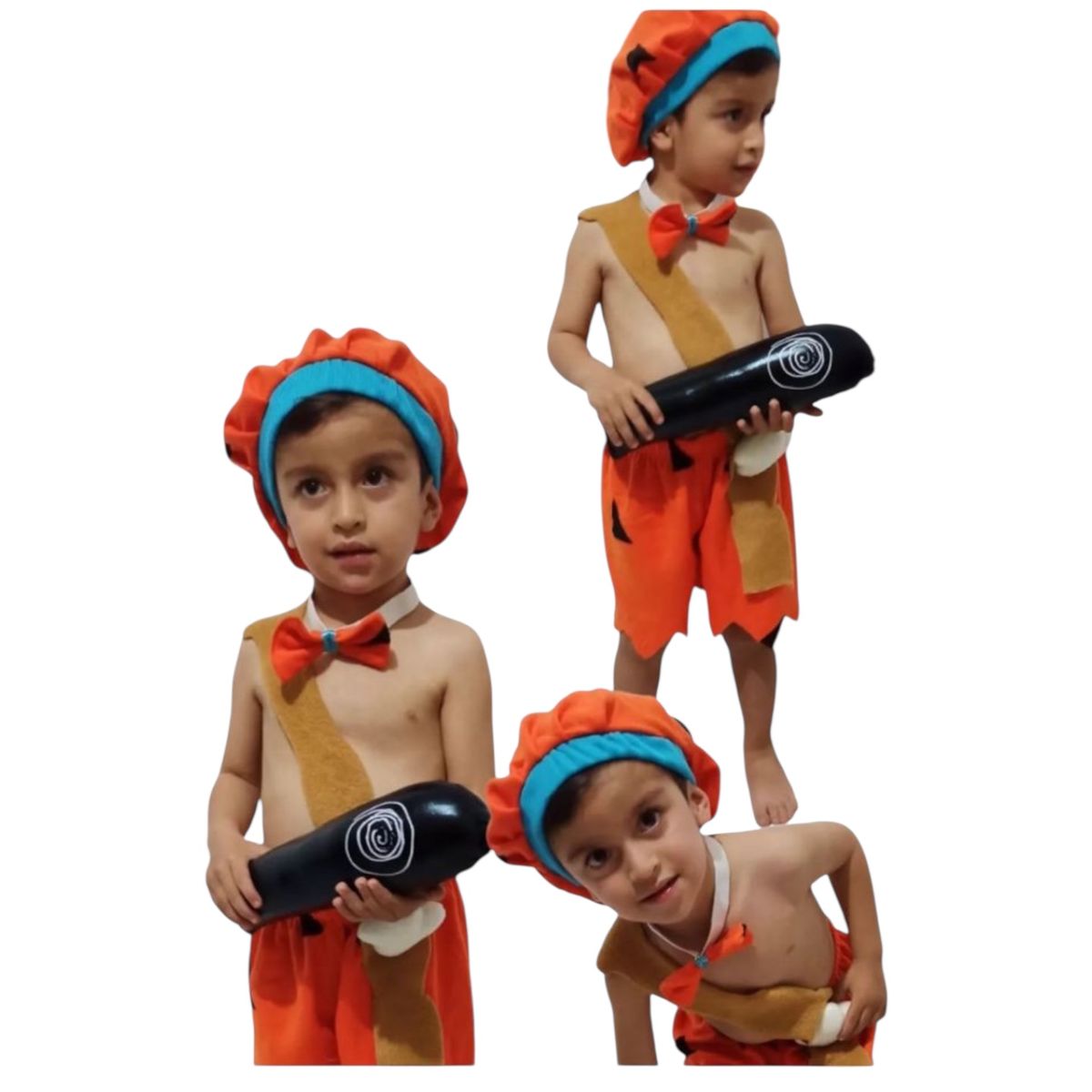 BRYKE - Disfraz Niño Bam Bam Picapiedra Cosplay  tallas 2-4-6-8'