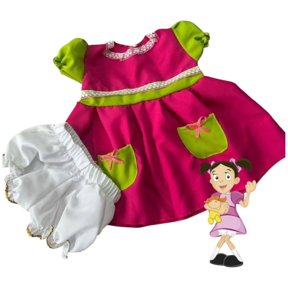 BRYKE - Disfraz Niña Popis del Chavo del Ocho tallas 1-2-4-6-8