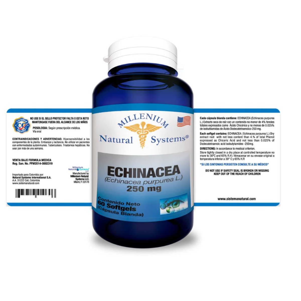 NATURAL SYSTEM - SUPLEMENTO ECHINACEA PURPUREA X 250 MG X 60 UNIDADES.