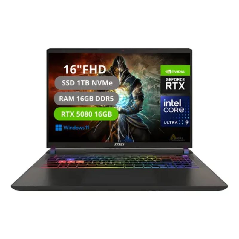 MSI - Portatil Msi Vector 16 Hx AI Intel Core Ultra 9 275HX Ram 16GB SSD 1TB RTX 5080 16GB GDDR7