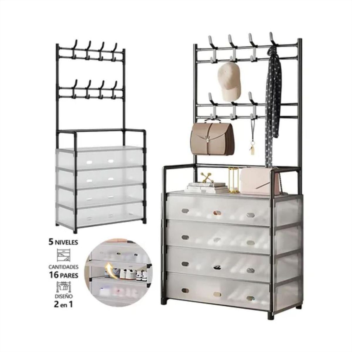 CLEAR - Zapatero Perchero 5 Niveles Resistente